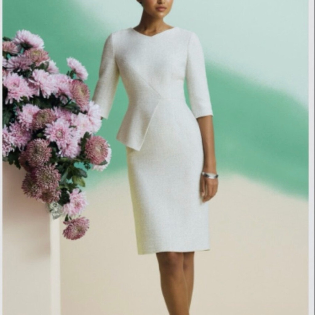 Fold Eaton Dress Silver Tweed Uk Size 14/Us Size 10